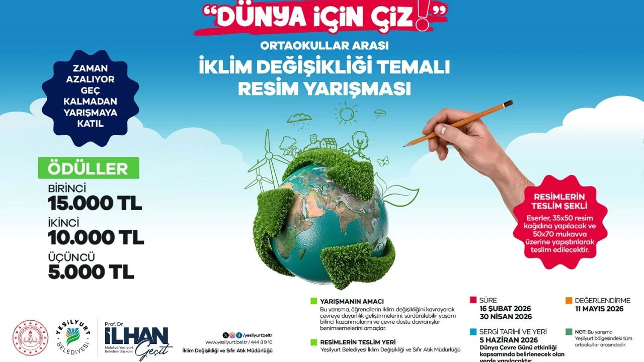 Yeşilyurt Belediyesi’nden Öğrencilere “Dünya İçin Çiz” Yarışması